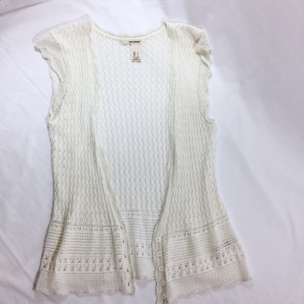 DKNY Jeans Crochet Knit Cardigan Shrug
